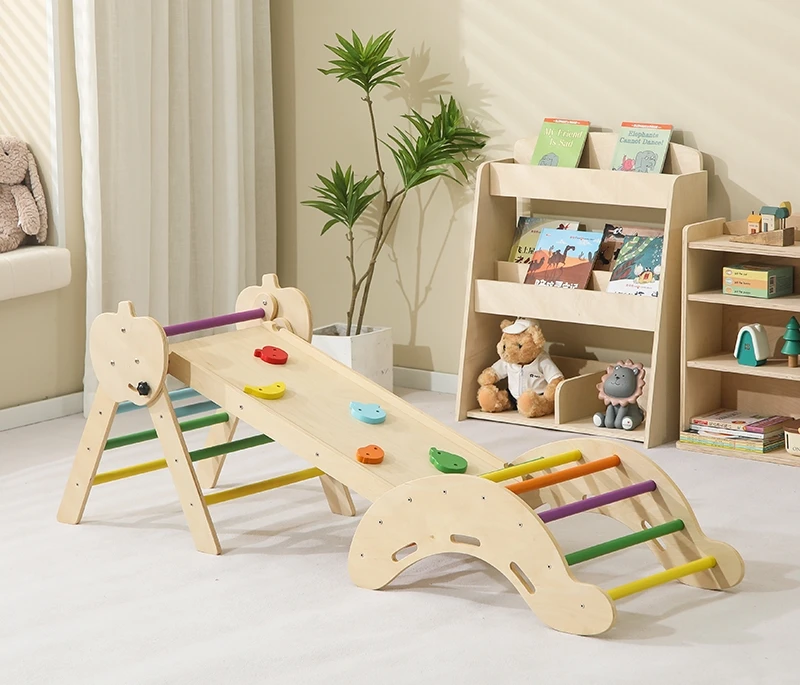 Eco-Friendly Indoor Playground Home Soft Play Equipment Toddler Climbing Play Gym Kids Wood Climbing Frame Indoor Playground