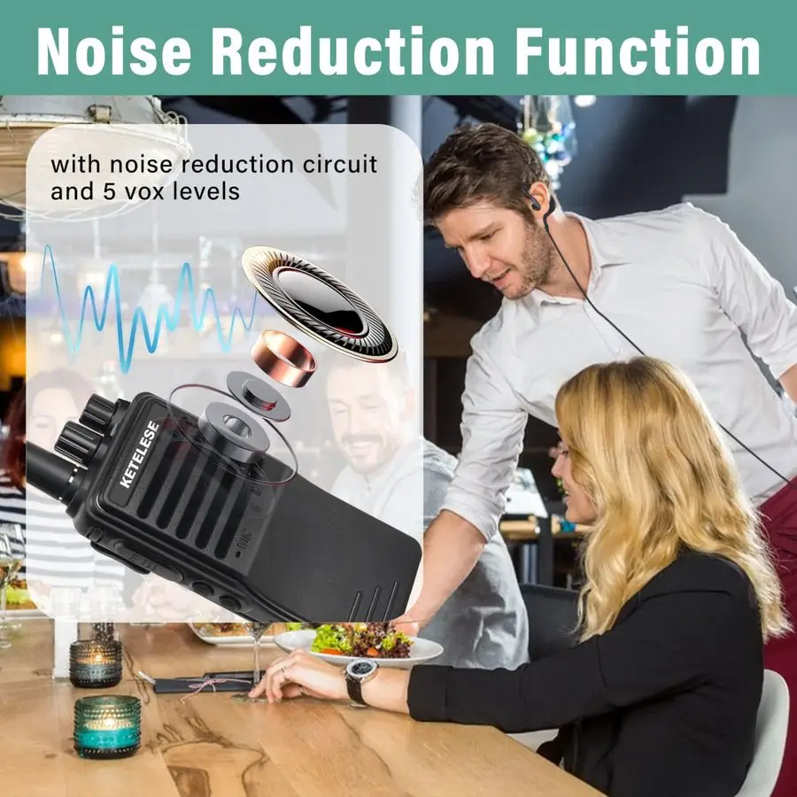 KP01 Профессиональные деловые рации, Программируемые рации с наушником, Перезаряжаемые, Комплект двусторонней радиосвязи, для кемпинга