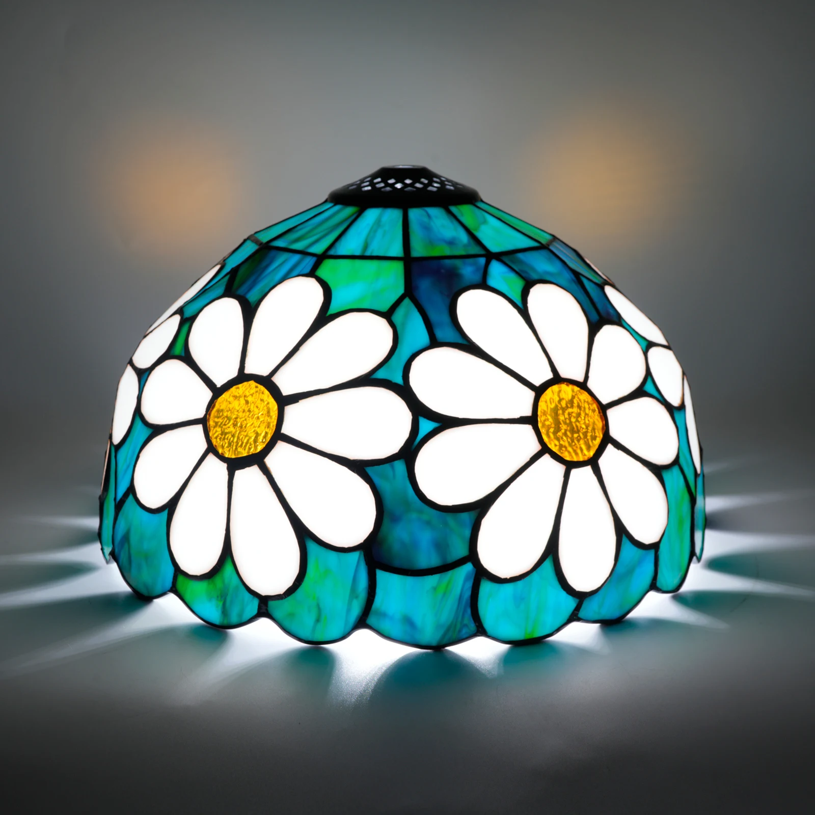Modern Lamp Shade Replacement,12" Stained Glass daisy Lampshades, Vintage white Flower Light Cover Only for desk lamp chandelier