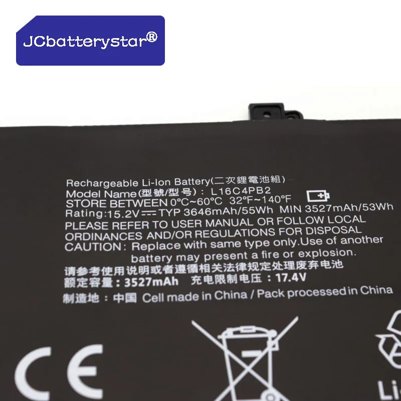 Imagem -03 - Bateria do Portátil para Lenovo Ideapad jc Novo L16c4pb2 L16m4pb2 L16l4pb2 720s14ikb V720-14 K4280 Series Notebook 15.2v 55wh