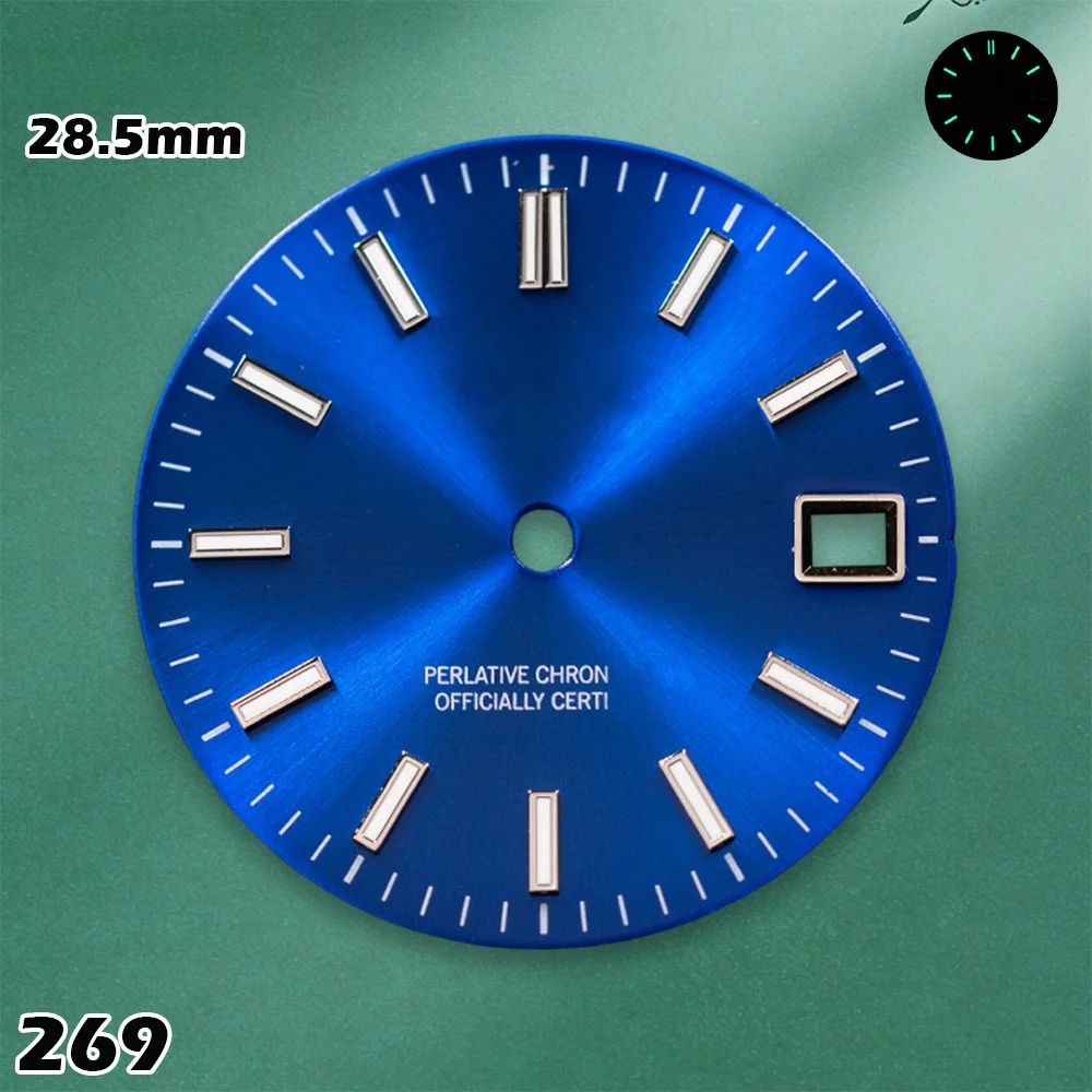 28.5mm Sunray Dial Fit NH35/NH36/4R/7S Japan Movement Green Luminous Watch Modification Accessories