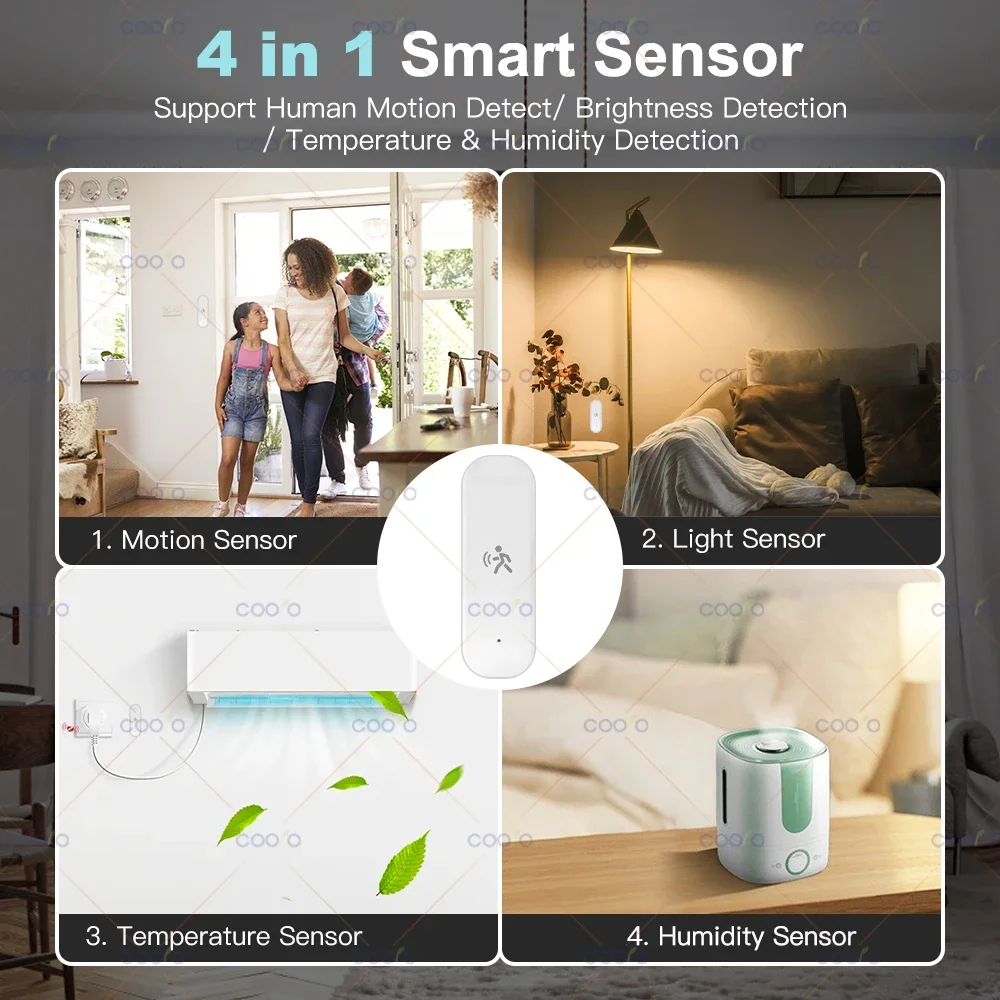 Human Detector with Illuminance Temperature Humidity Sensor Support Tuya Zigbee 2 MQTT Zigbee 10G MmWave Radar Motion Sensor