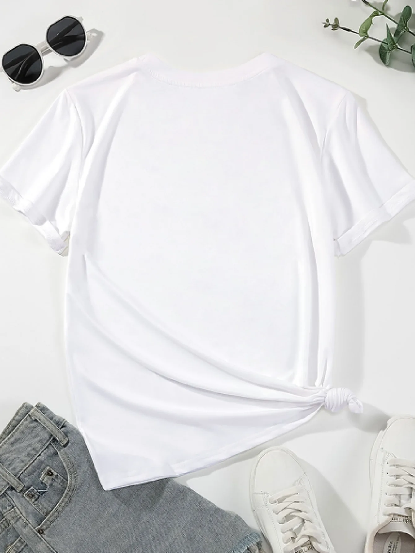 Bruce Springsteen T-shirt met grafische print, casual top met korte mouwen en ronde hals voor dames, zwart en rood "EN DE WERELD OP JE ZIJDE"