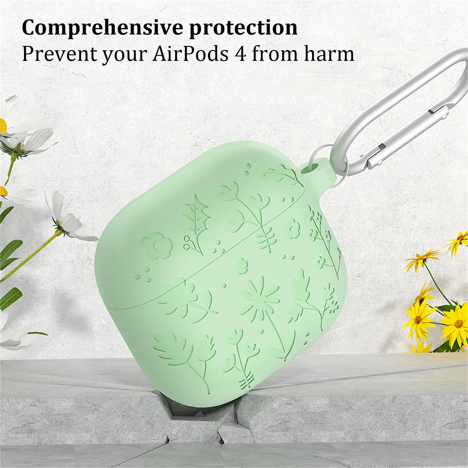 For AirPods 4 Case 3D Creative Flower Protective Shockproof Cover with Keychain/Cleaning Kit Soft Silicone Case For AirPods 4th