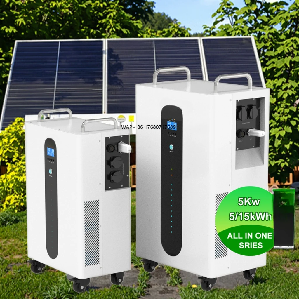 All One 5kVA Inverter with EU Output Socket 5kWh-15kWh Solar Battery Pack LFP 51.2V 100Ah-314Ah MPPT Controller Solar System