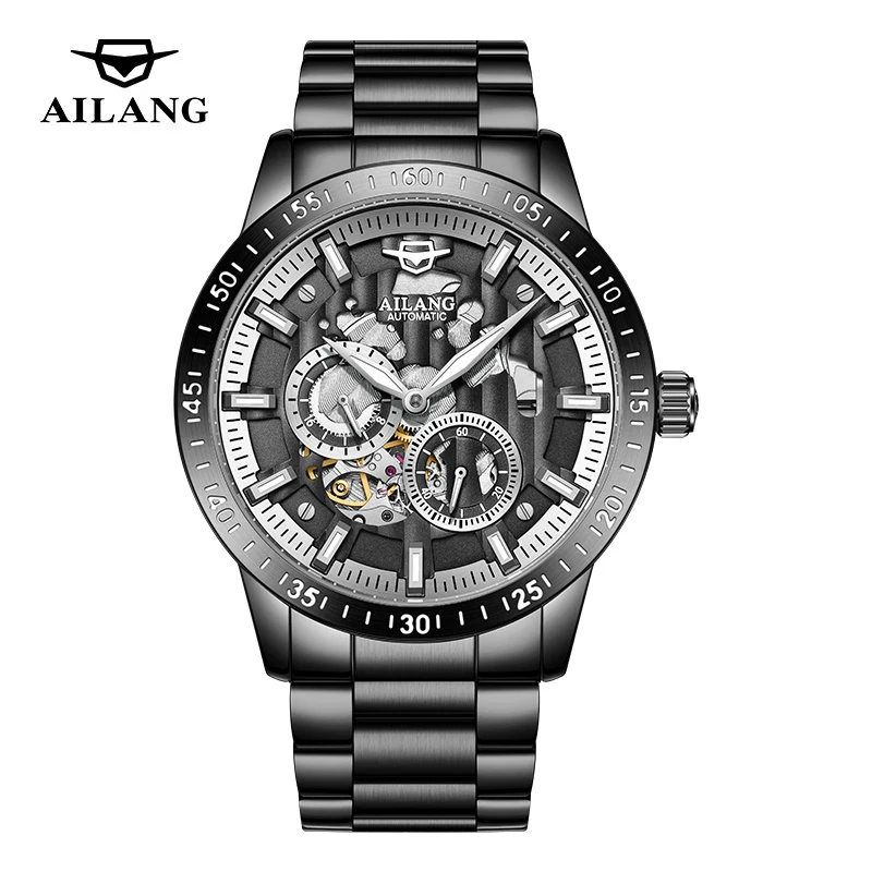 

AILANG водонепроницаемые мужские часы со скелетом из нержавеющей стали, лучший бренд, роскошные механические часы с турбийоном, спортивные мужские наручные часы