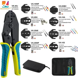 WOZOBUY Crimping Tool VK-40J Heat Shrink Crimping Tool Various Jaws for Ferrule Wire End,Open Barrel,Insulated and PV Conncetors