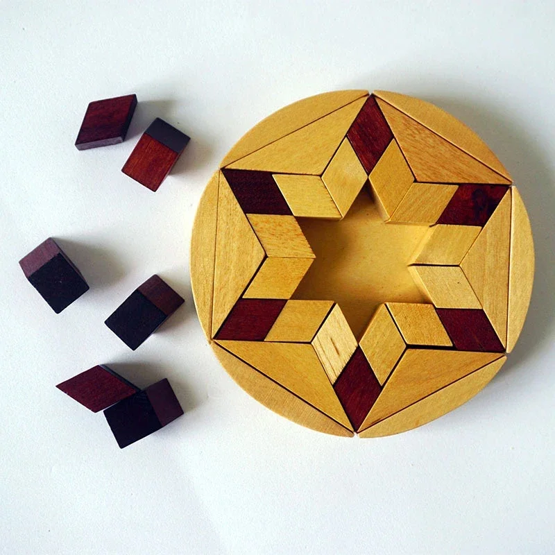 나무 모자이크 모양 퍼즐 마음 두뇌 티저 도전 몬테소리 성인을위한 교육 게임 퍼즐 어린이