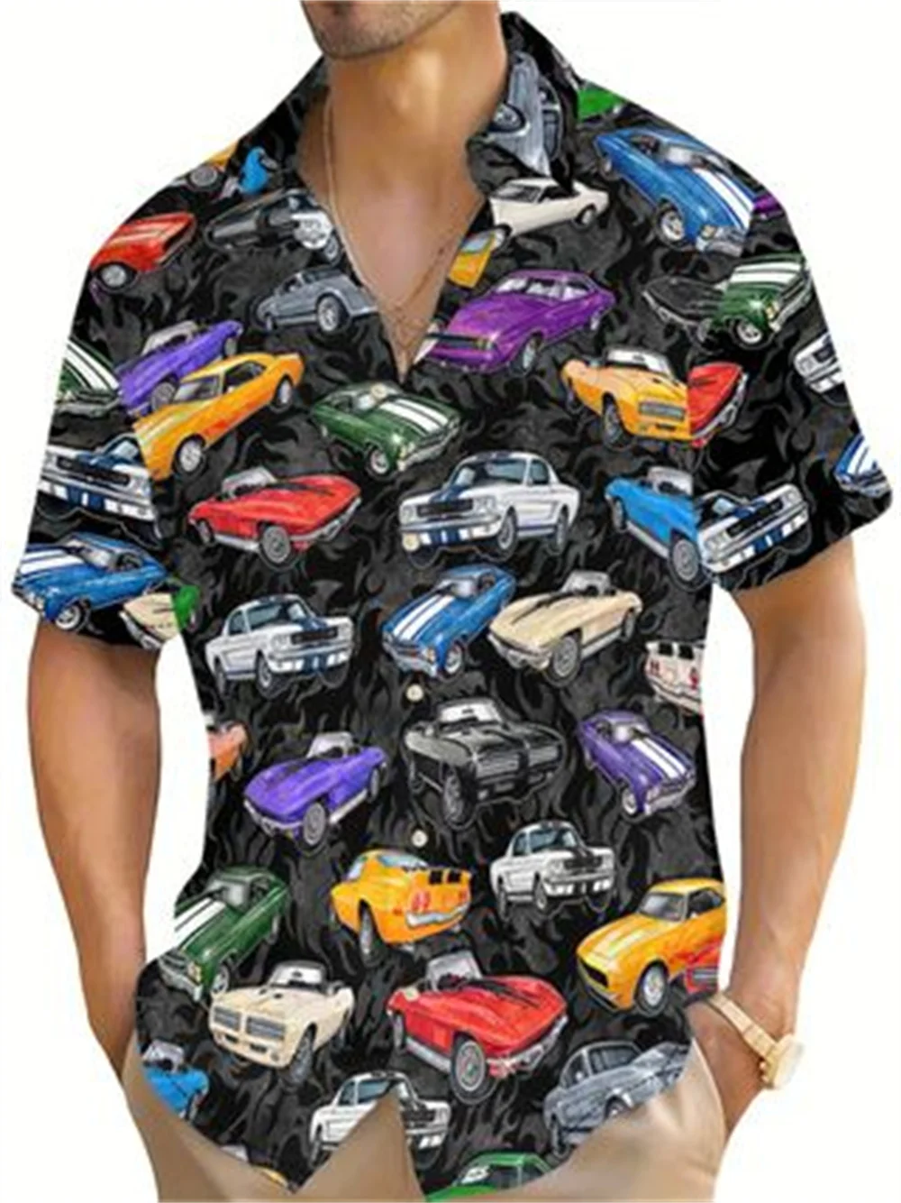 

Retro Men Shirts Car 3d Print Street Fashion Short Sleeved Shirt Men's Shirt Summer Hawaiian Shirt Man Casual Men's Clothing Top