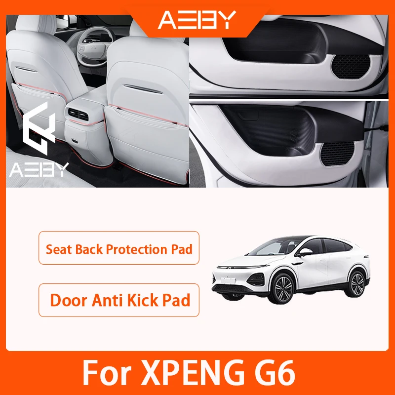 

AEBY Car Seat Back Protector Pad For XPENG G6 2023 2024 2025 Door Anti-Kick Pads PU Leather Anti Kick Pads Child Kick Mats