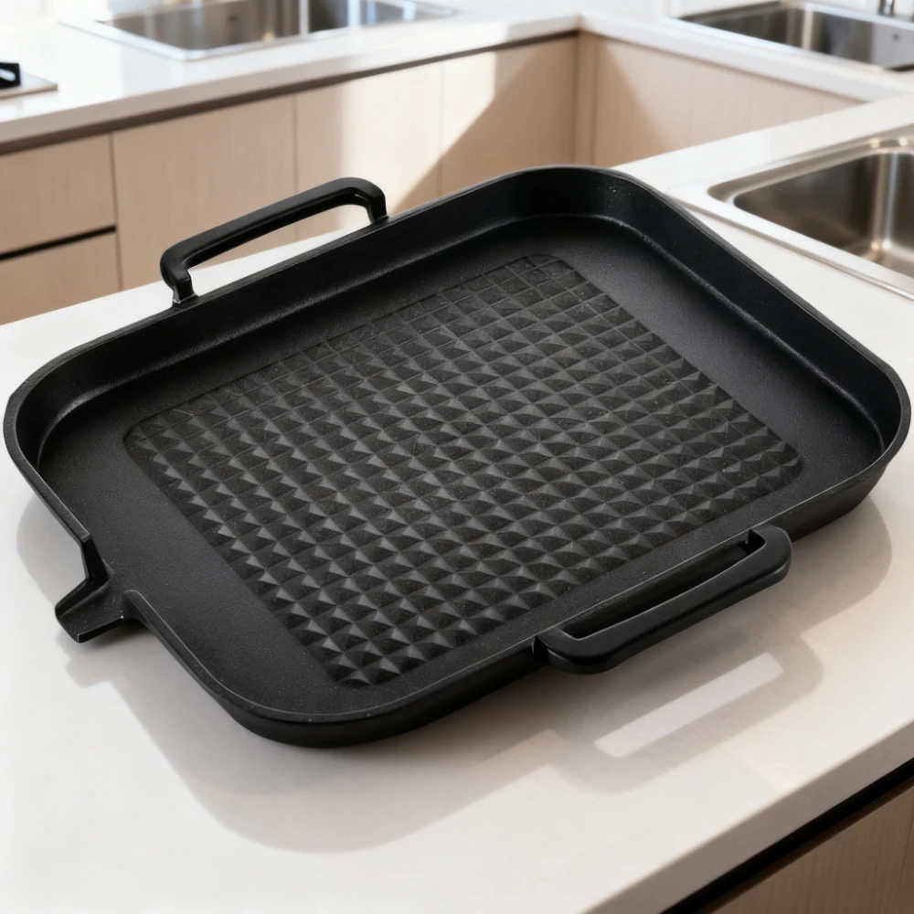 1 قطعة KOSUN الألومنيوم غير لاصقة الشواء مقلاة المقلية ستيك وعاء الكورية شواء صينية مربع صينية شواء لوازم المطبخ الطبخ