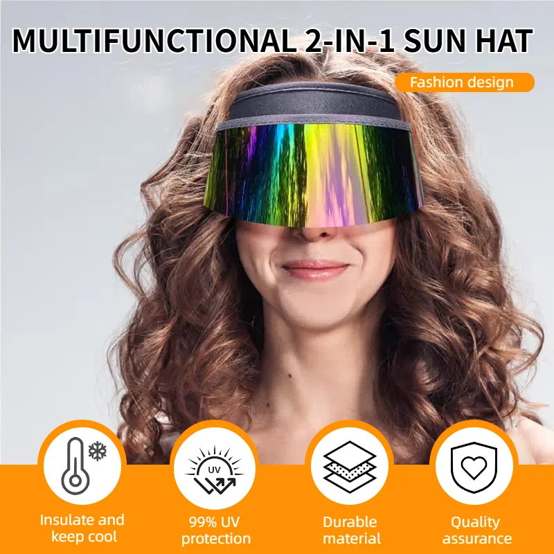 

Colorful Sport Sun Visors Bling Sunblock Short Mirror Sun Hat Casual Golf Cap UV Protection Running Hiking Driving for Men Women