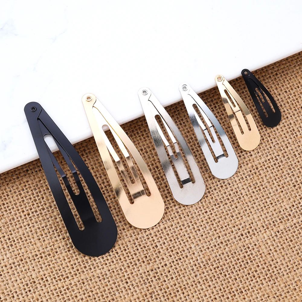 금속 물방울 모양의 머리핀, KC 골드 BB 헤어 클립, 스냅 바렛, DIY 패션 헤드 웨어, 쥬얼리 액세서리, 50 개/로트