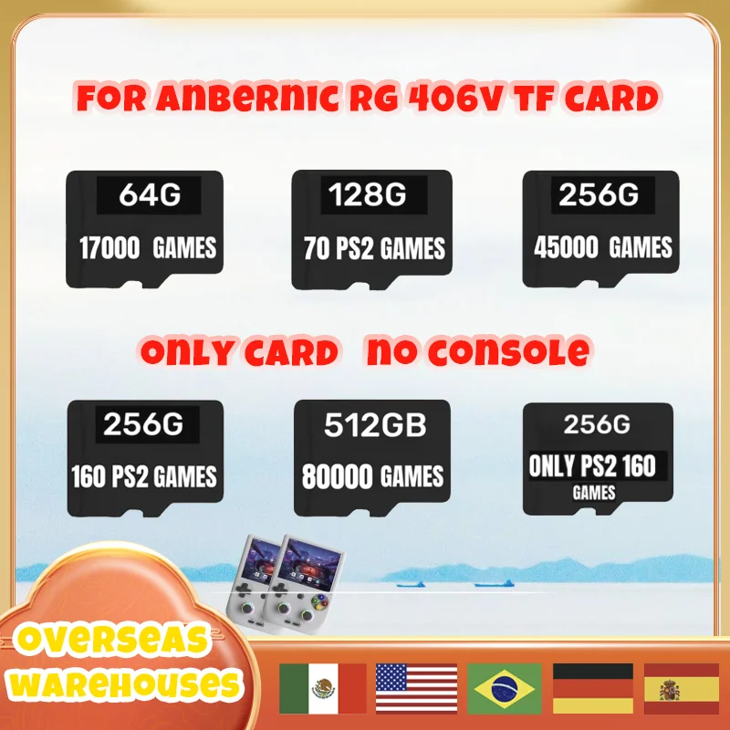 For Anbernic Rg406v Tf Card Consoles Psp  512g 80000 Games Card Ps2 Plug&play Pre-install Retro Games Memory Card