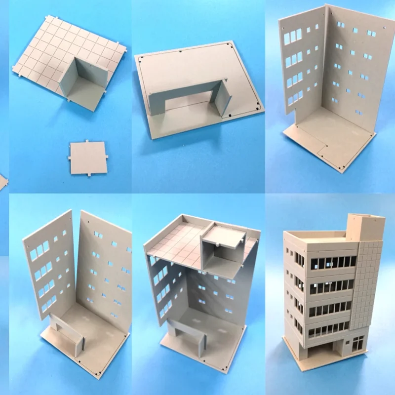 Conjunto de escena de modelo de construcción y edificio de gran altura, conjunto de combinación de mesa de arena para ensamblaje de casa de escena de edificio de oficina