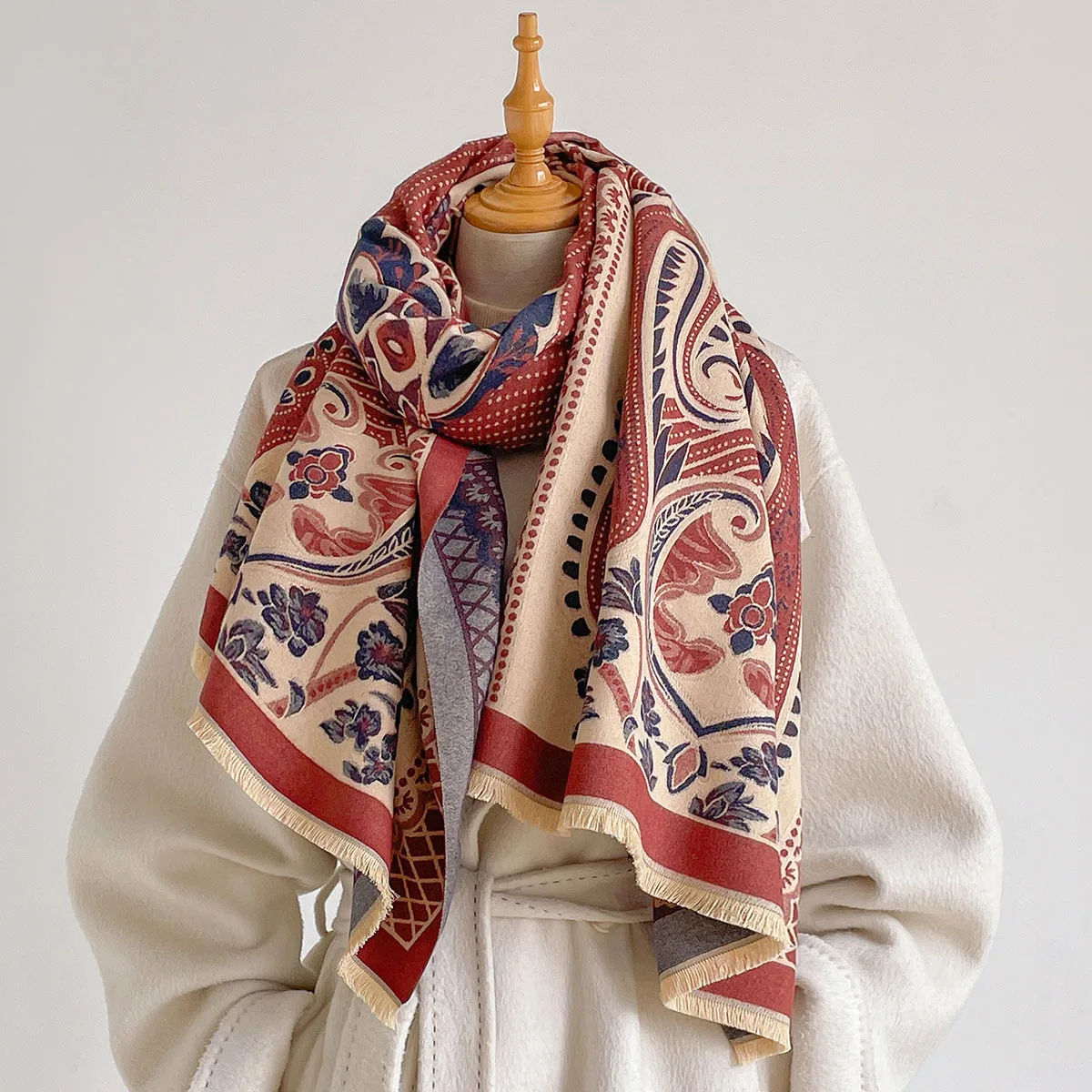 Women's Scarf Hijab Bandana Pashmina Shawl Cashmere Wrap Sleek Versatile Ornament For Holiday Gathering GrDinner Routine