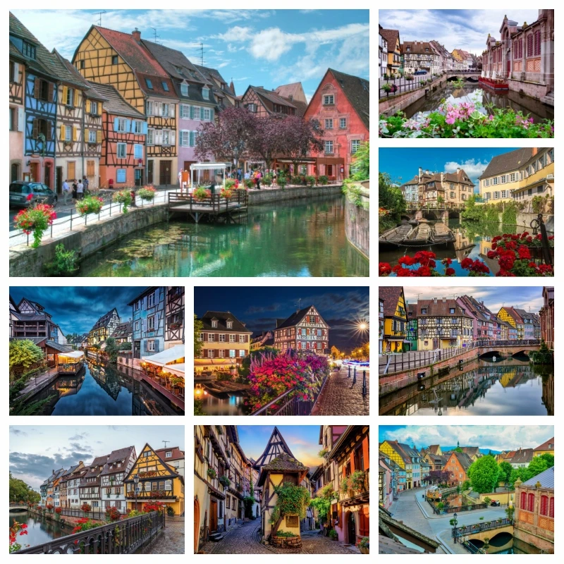 

Diy 5d Little Venice Of Colmar France Scenery Diamond Painting Alsace Flower Town With Bridge Landscape Cross Stitch Room Decor