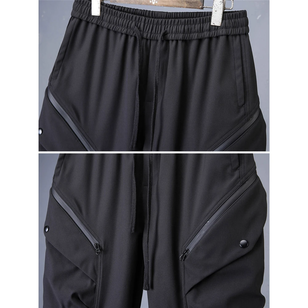 2026 New Streetwear Joggers Pants Men's Multi-Pockets Tactical Cargo Pant Black Utility Work Elastic Waist Casual Trousers