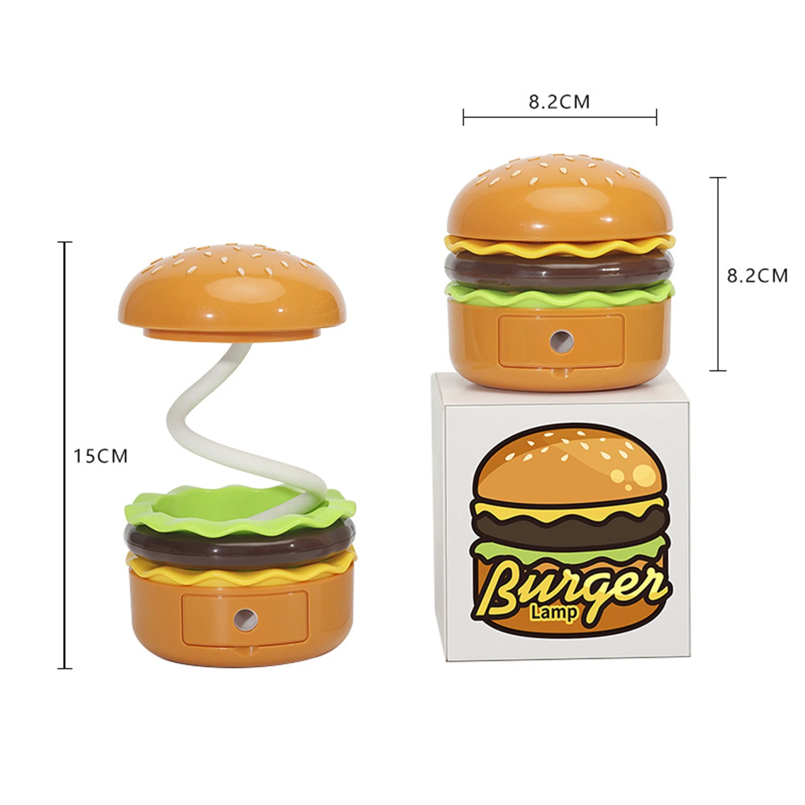 Lampada da tavolo a LED a forma di Hamburger con temperamatite lampada da tavolo da lettura regalo di compleanno per neonati bambini ragazze ragazzi