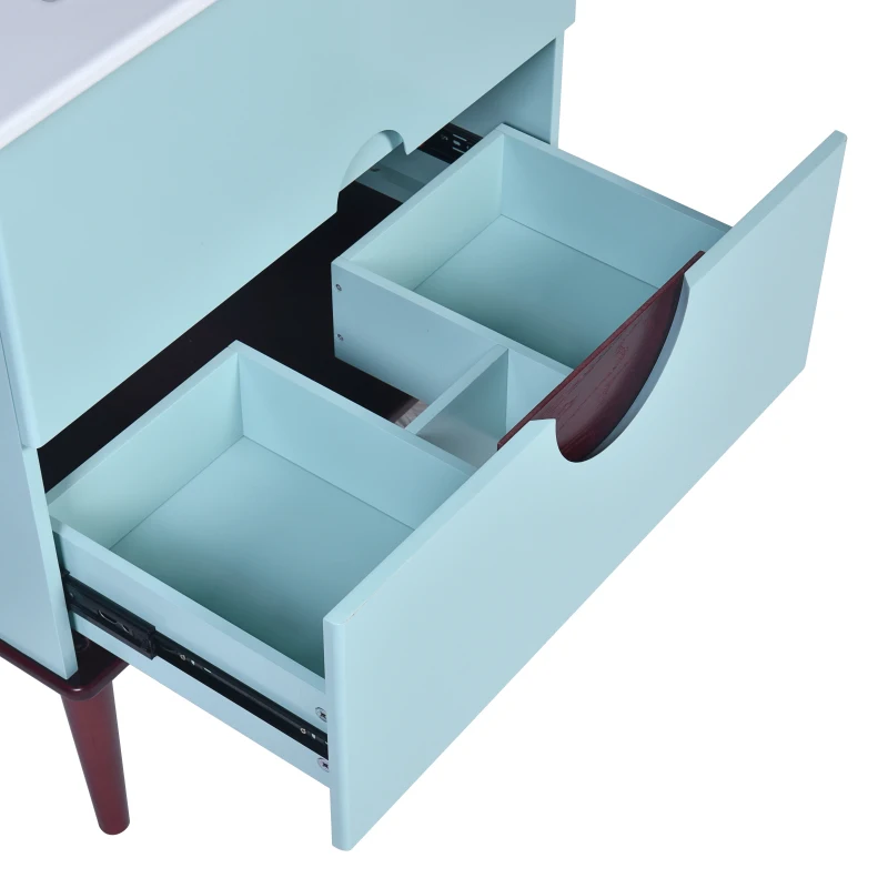 Vanity Ceramic Sink Combo Set Solid Wood Frame Modern Bathroom Storage Cabinet Glossy Ceramic Basin Easy To Assemble