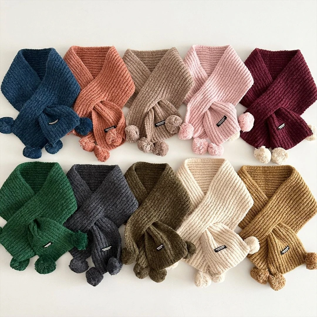 MILANCEL Children's Scarf 1-6T Children's Neck Scarf 10 Colors Scarves for Girl Winter Warm Kids Scarf