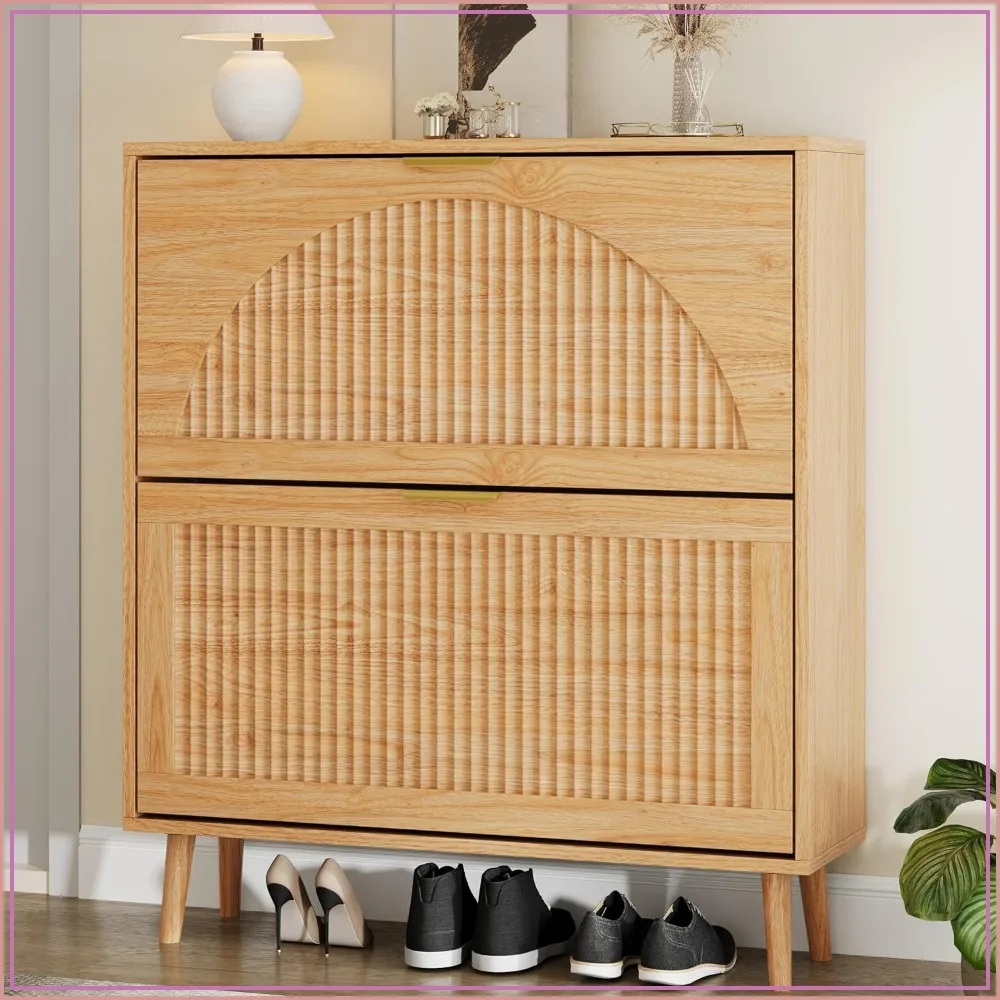 Shoe Rack Cabinet Narrow Entryway - 3-teiliger Schuhschrank mit Schubladen, schmaler Holzorganizer