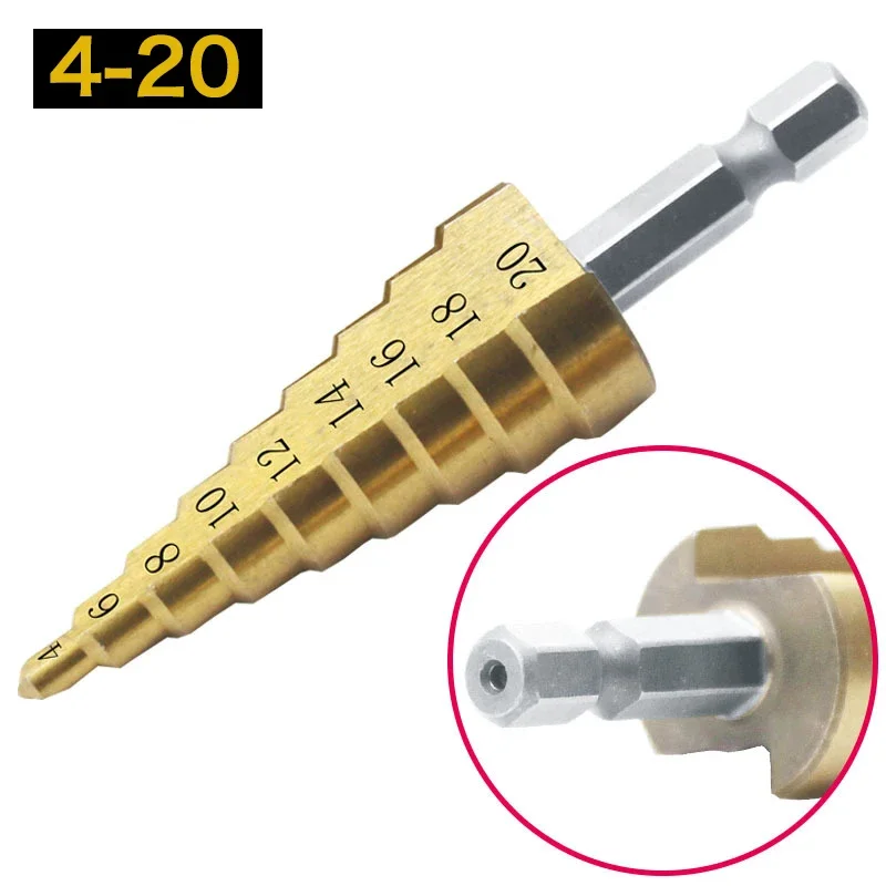 HSS4241Titanium Step Twist Drill 4-12mm 4-20mm 4-32mm Step Cone Cutt Tools Metal Drill Bit Set for Iron Wood Working