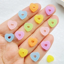 30pcs Soft Candy Heart Shaped, Circular Hollow Heart Nail Art Decoration Parts Mix Colors For Nail Art Cabochons Ornament