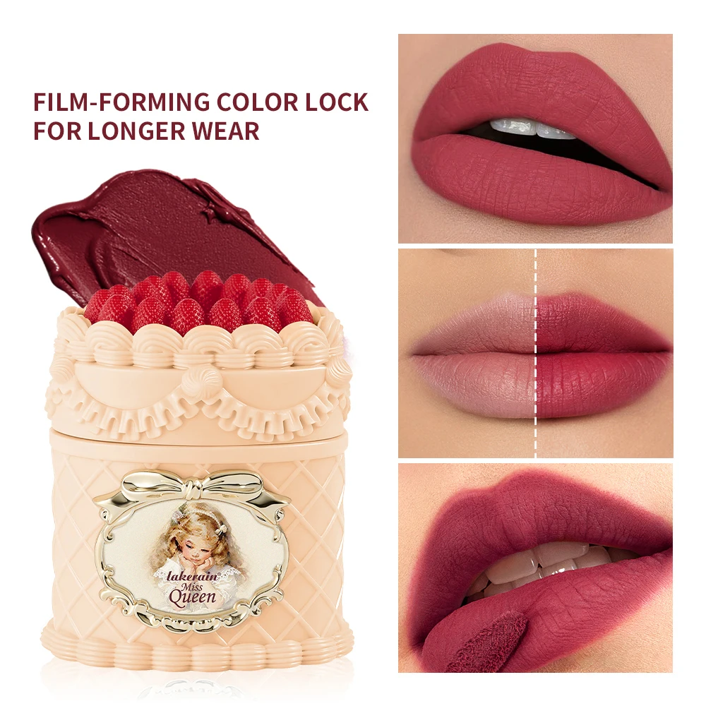 Flower Strawberry Cupid Cake Velvet Matte Lip Mud Long Lasting Waterproof Non-Stick Cup  Lip Gloss Cosmetics for Women