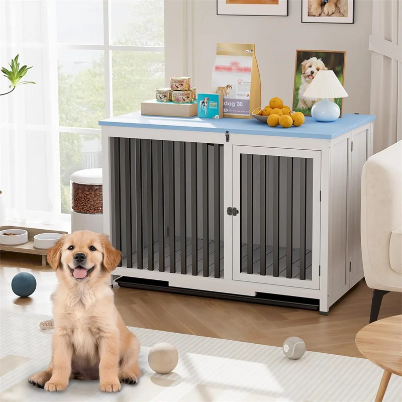 40 Inch Dog Crate Furniture,Dog Crate End Table for Medium Dogs with Double Doors, Chew Resistant End Table for Bedroom Living