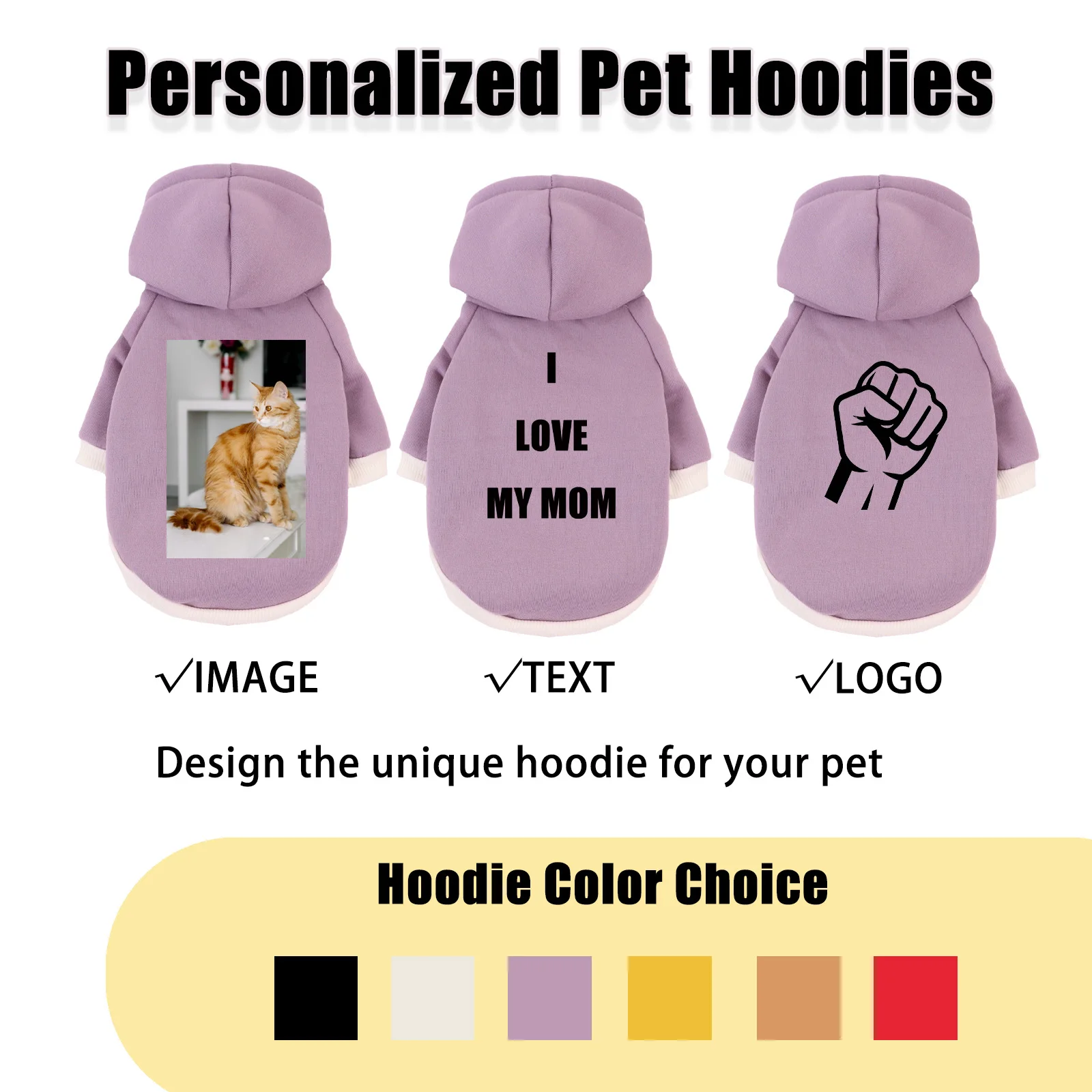 Customized Pet Hooded Sweatshirt Cats & Dogs Winter Warm Clothes Large-Sized Dog Clothing Teddy Golden Retriever All Cats