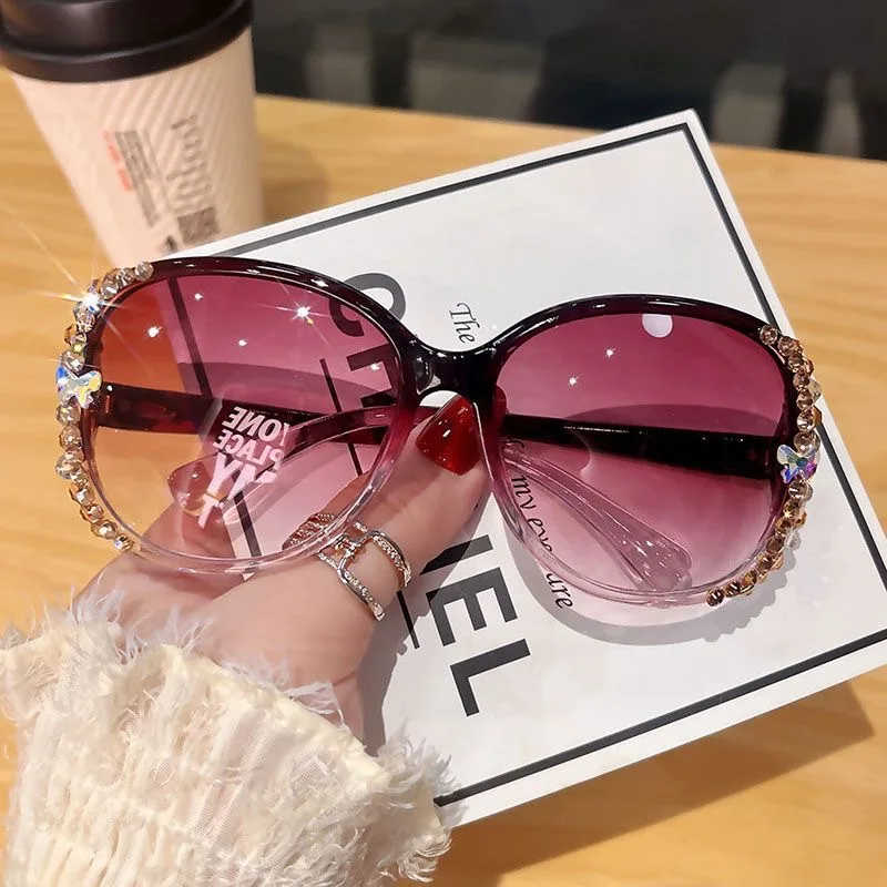 New Fashion Brand Sunglasses Women Luxury Design Sun Glasses Bling Rhinestone Vintage Gradient Lens  Eyeglasses for Female UV400