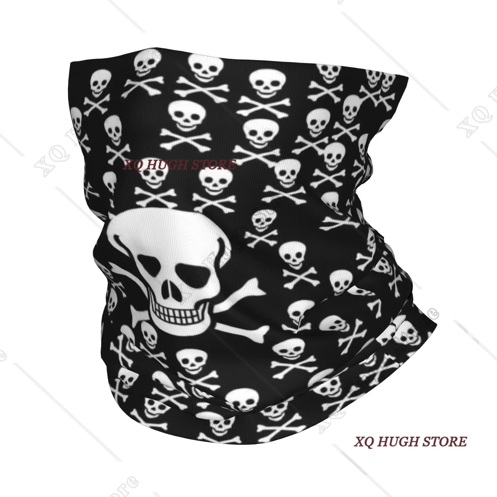 

Custom Skull Print Bandana Neck Gaiter Windproof Face Scarf Cover Men Women Horror Skeleton Death Headwear Tube Balaclava