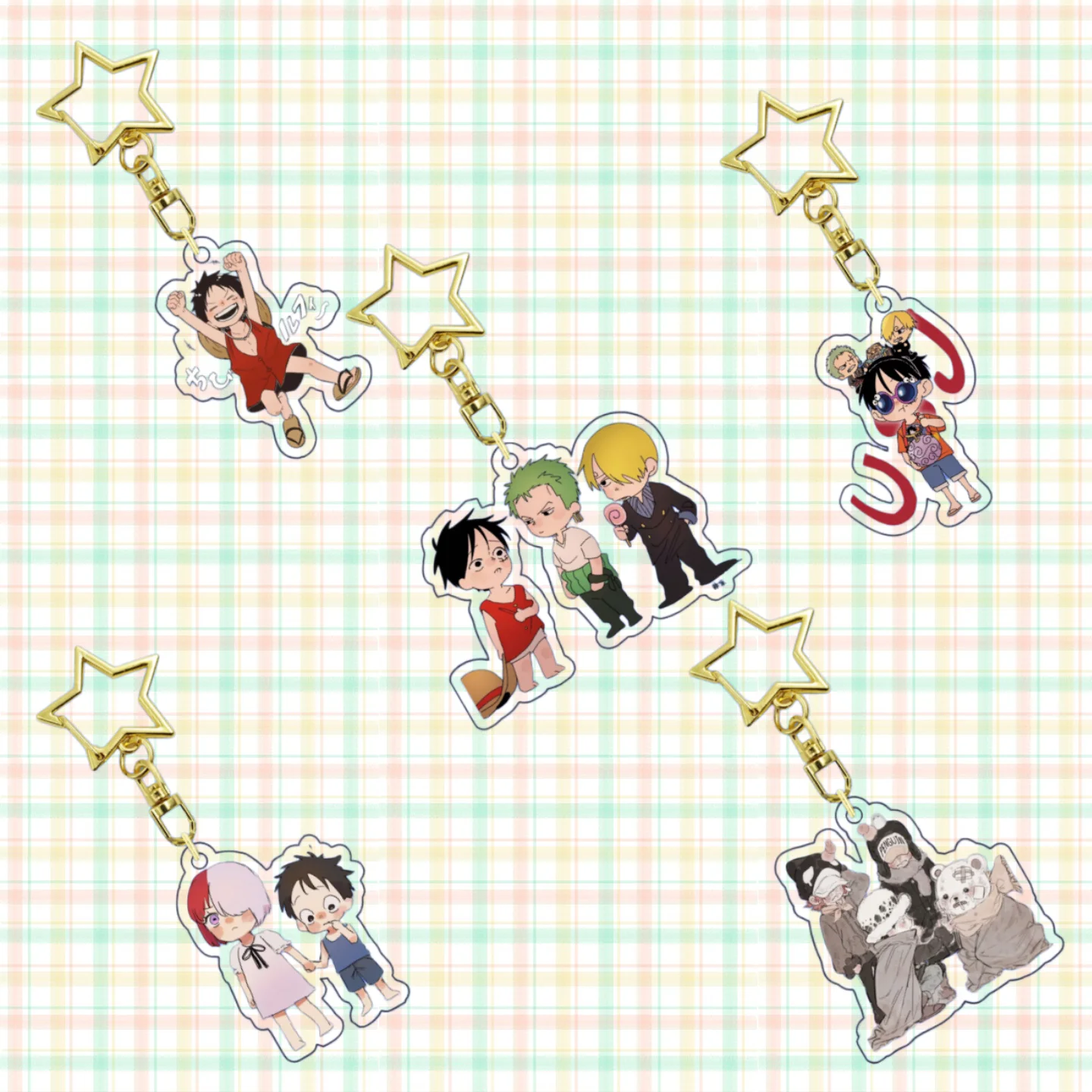 

Брелок-подвеска из акрила One Piece: Монки Д. Луффи, Ророноа Зоро, Санджи, Ута, Нами. Аниме-атрибутика, милый подарок.