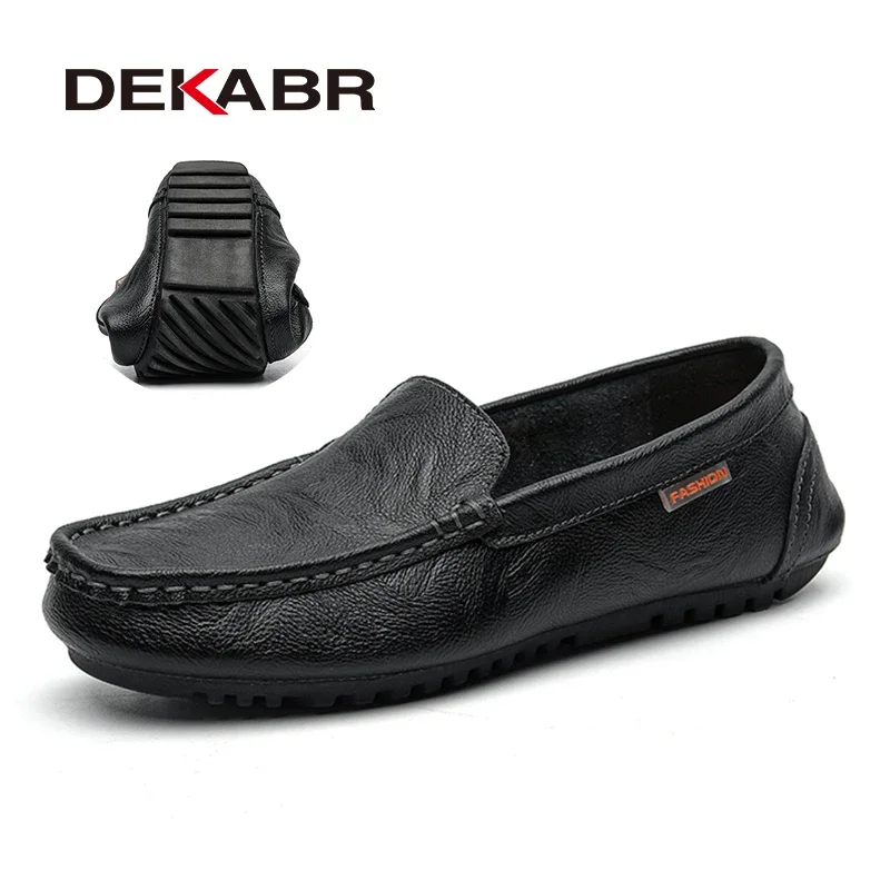 DEKABR Brand New Men Loafers Genuine Leather Flats Driving Casual Shoes Classic Comfortable Daily Working Fashion Men Shoes