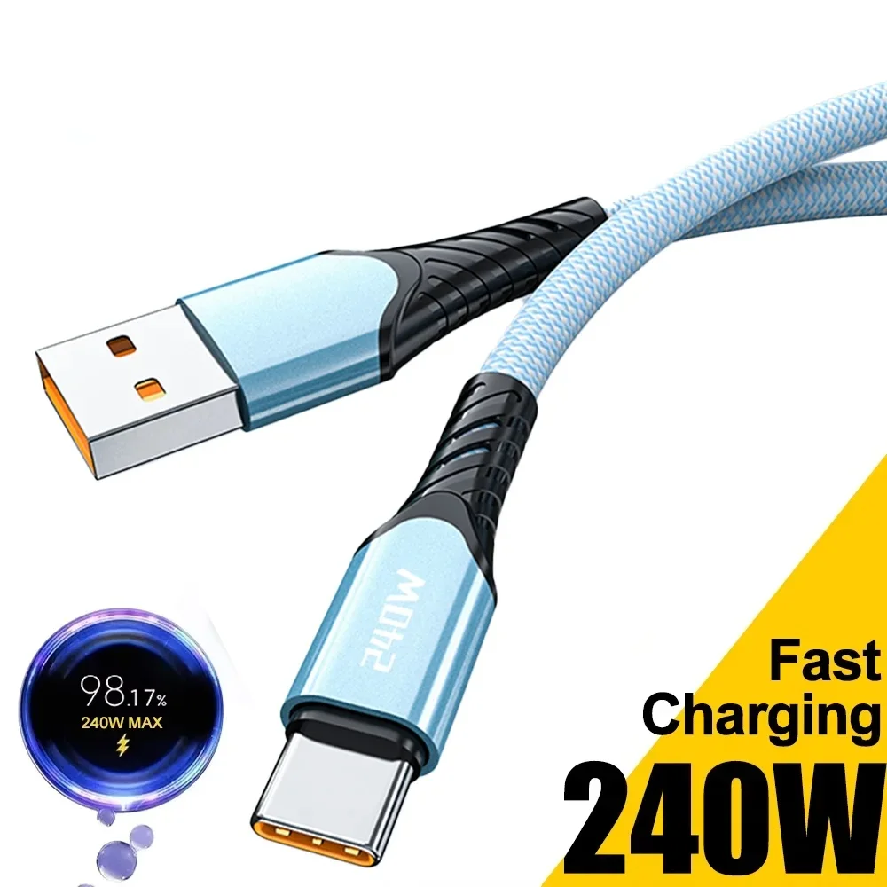 240W USB to Type C Fast Charging Cable Phone Charger Data Cord For iPhone Samsung Xiaomi Huawei USB to USB C Quick Charge Cable