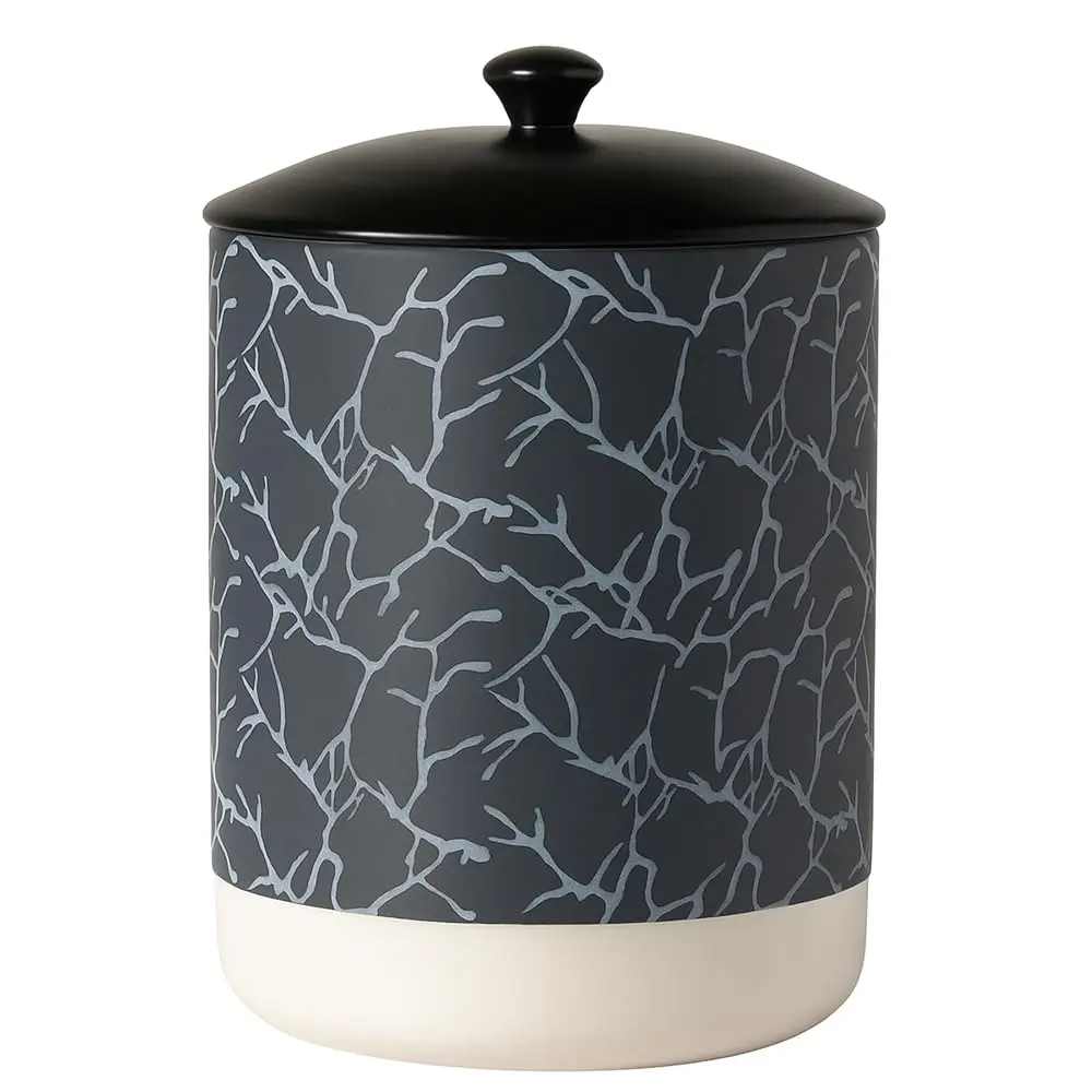 

Текстурированное роскошное мусорное ведро для ванной из камня с крышкой, 5 л | 7 x 10 | Элитная керамическая урна для мусора | Декоративная корзина для мусора для дома/офиса