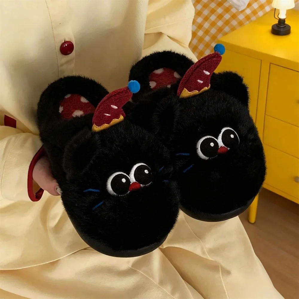 

Cute Winter Slippers Black White Kitten Autumn Winter Slippers Home Shoes Holiday Gifts