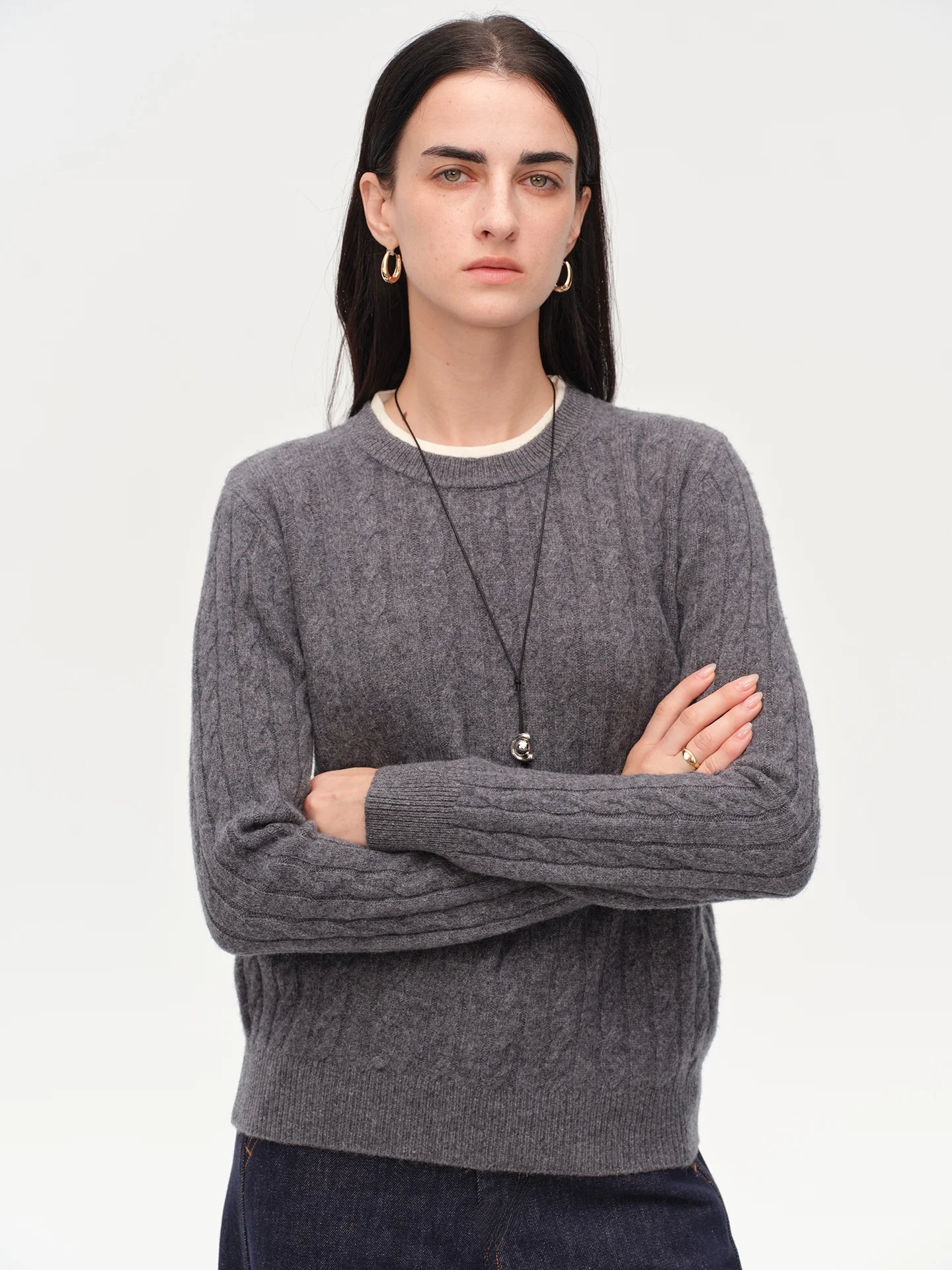 

Женский вязаный шерстяной свитер Rightcell Commuter Sle с длинным рукавом и круглым вырезом, приталенный, осенне-зимняя новинка