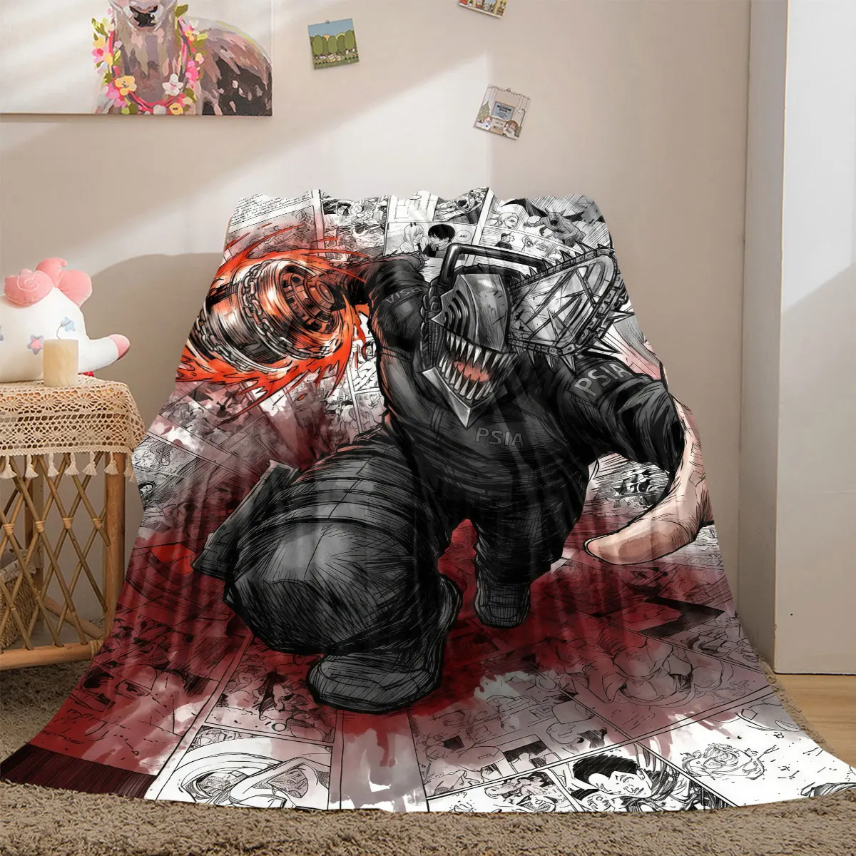 Chainsaw Man Ultimate 2D Print Flannel Blanket Vivid Anime Graphics Design for Couch Beds Chair Travel Picnic Throw_LIAN