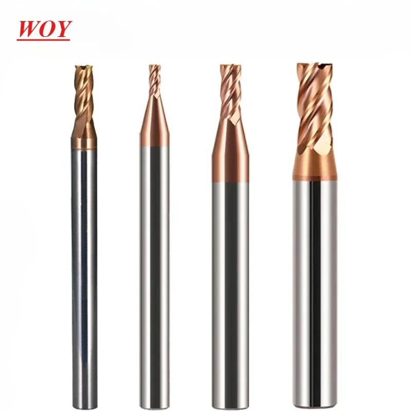 WOY Decimal Point End Mill HRC55 CNC Cutter Tools 4Flute D1.1-D5.9mm Carbide Tungsten Steel Milling Cutter 4 6 Shank Milling