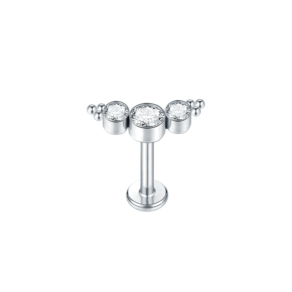 10 stks/partij Titanium Labret Ringen Piercing Kubieke Zirkoon Oor Tragus Earring Stud Conch Helix Daith Oor Piercings Vrouwen Sieraden 16G