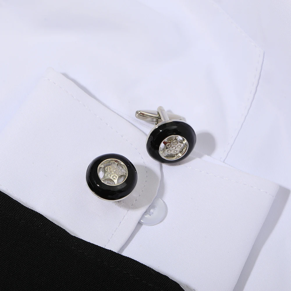 Wholesale Mens Cufflinks Car Steering Wheel Tire Round Cuff Links For Driver Racer Jewelry Gift French Shirt Suit Accessories