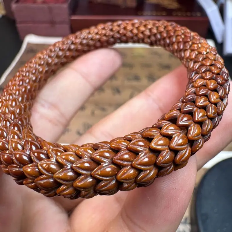 Purple Gold Rat Bodhi Carved Lotus Base Single-Loop Artistic Bracelet Soft to the Touch