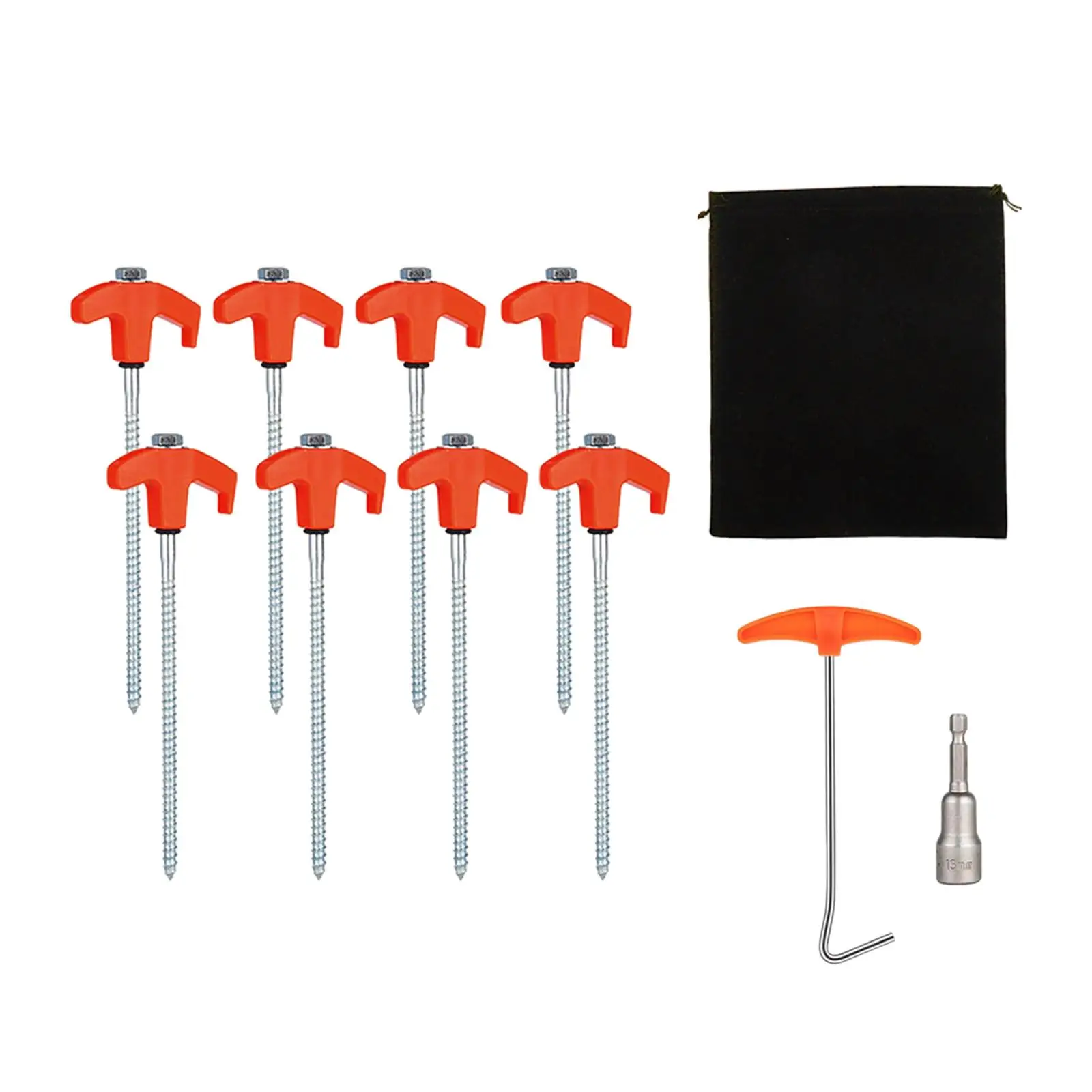 

8 Pieces Screw Pegs Unbreakable 20cm Tent Stakes for Picnic Hiking Canopy