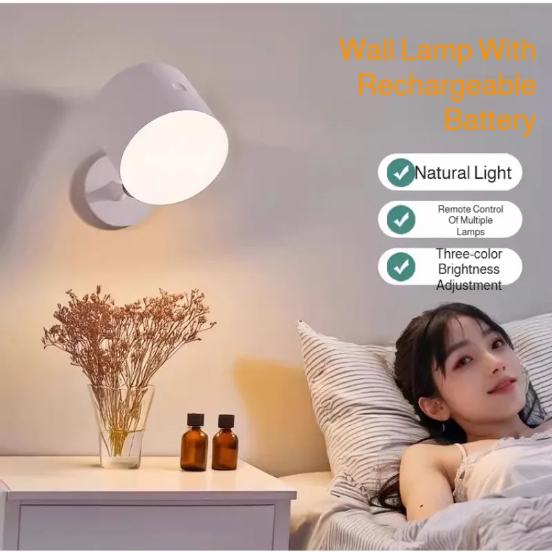 High-value bedroom wall lamp bedside lamp three-in-one multifunctional wall lamp straight magnetic table lamp remote control
