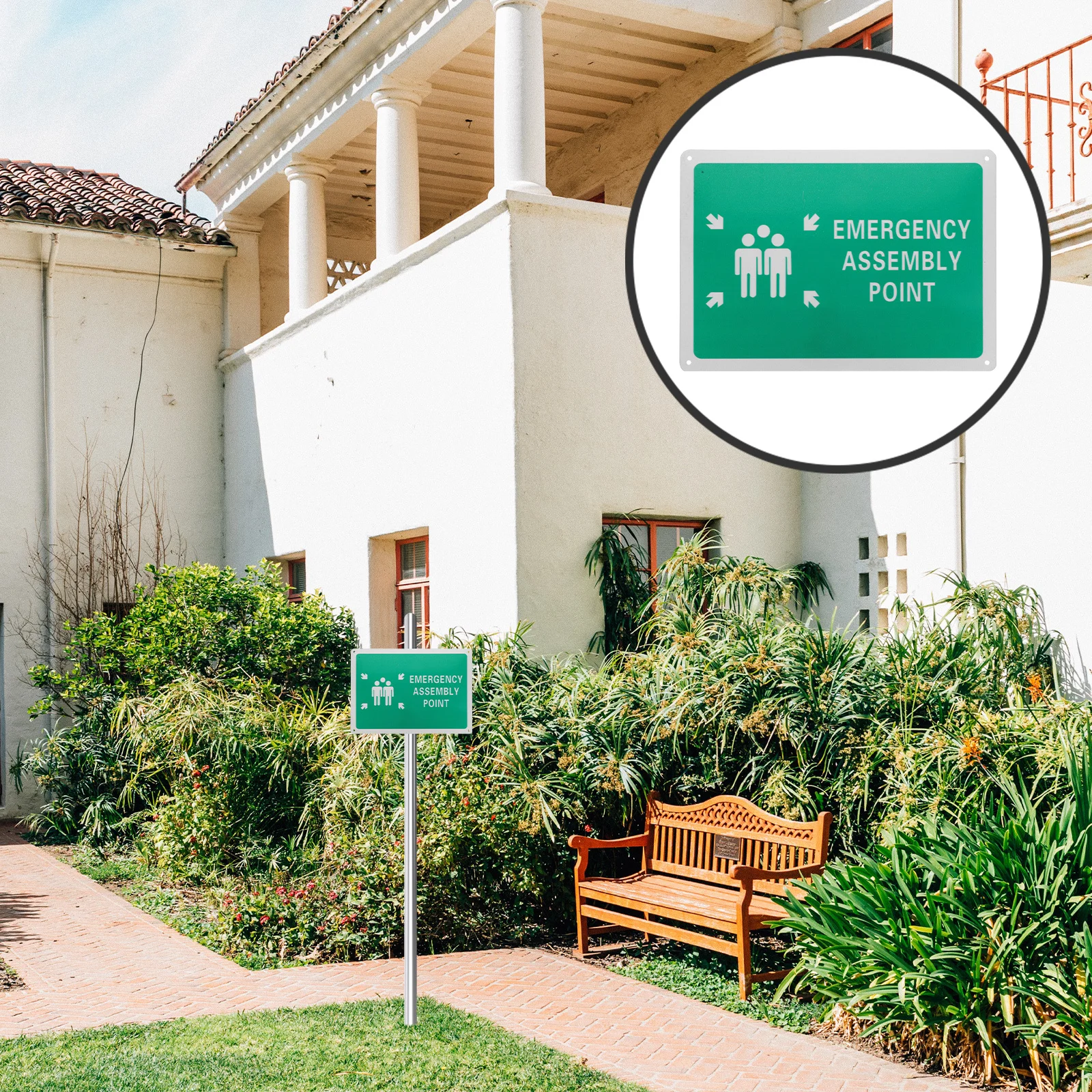 علامة نقطة تجميع الطوارئ، علامة أمان من الألومنيوم المقاوم للتآكل، تركيب سريع لمصانع المدارس في المناطق العامة #5