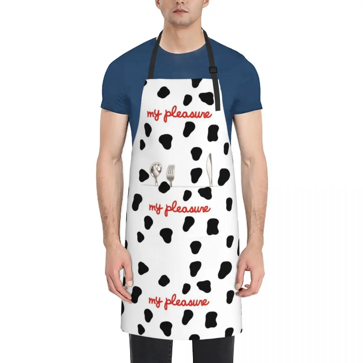 

“My Pleasure” Chick V2 With Black Spots Apron Cooking Men's Kitchen Apron