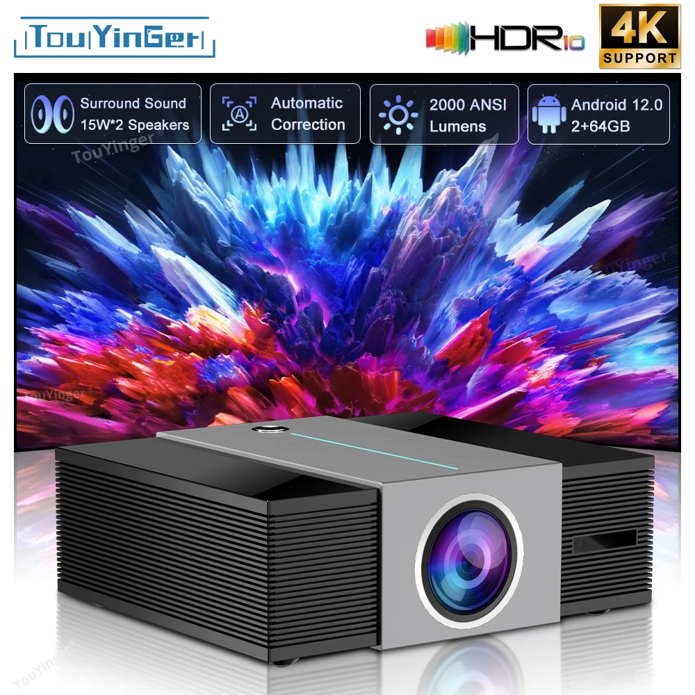 

Touyinger Q11W Ultra 2000 ANSI Lumens HD 4K Video WiFi High-Quality Sound Low Power Fully Enclosed Home Theater Projector