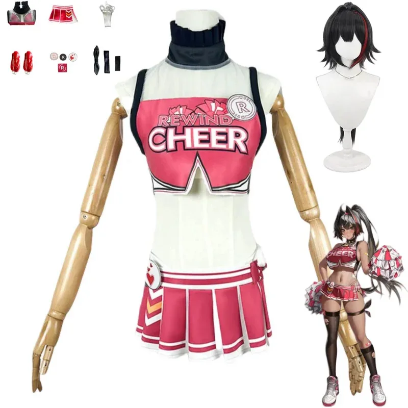 Game NIKKE：The Goddess of Victory Amanda Bay Cosplay Costume Cheerleading Outfit Top Skirt Wig Woman Sexy Carnival Suitx;2'a,6.h